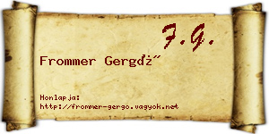 Frommer Gergő névjegykártya